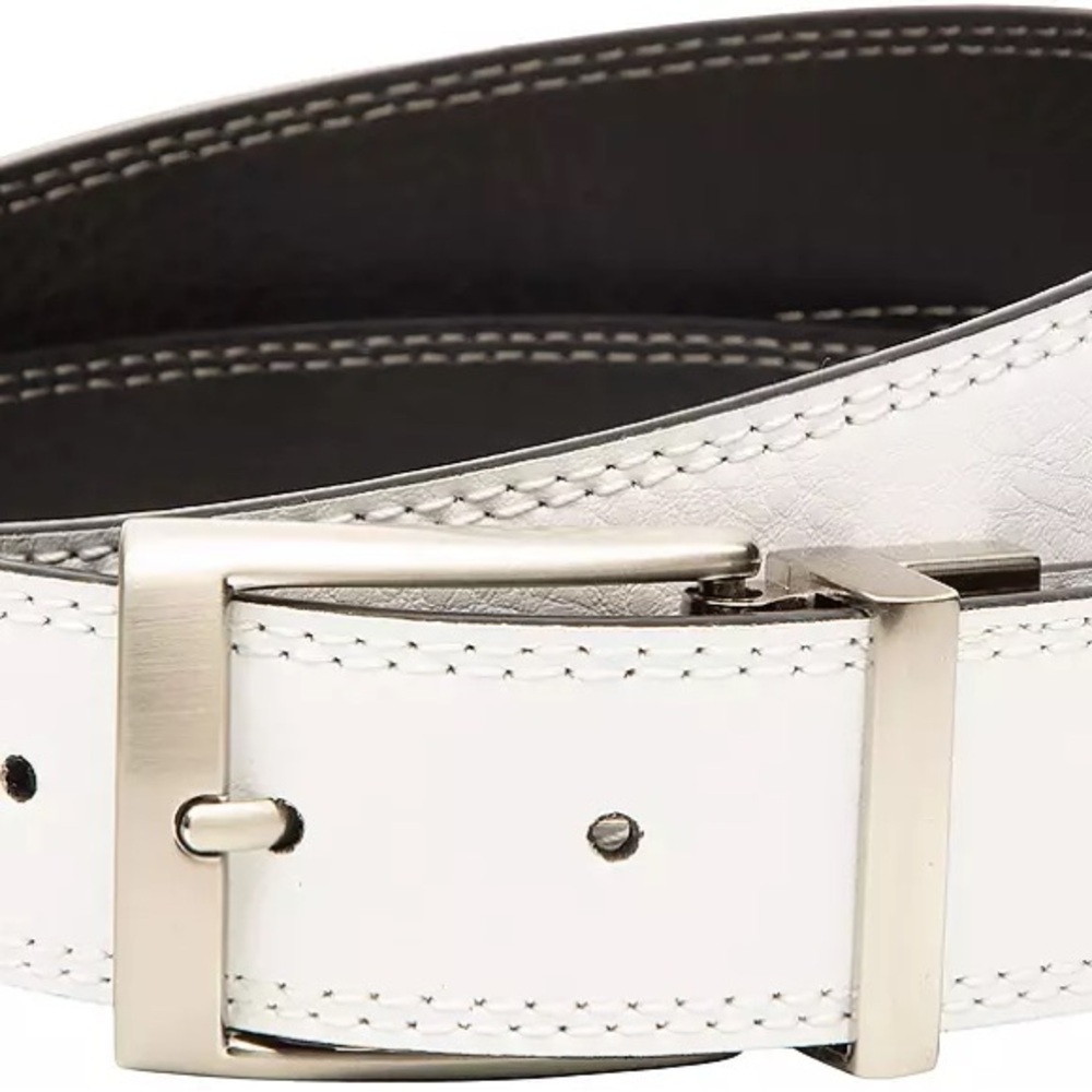 36inch Men's Nike White Leather Golf Belt with Silver Buckle